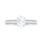 Rosec Jewels-Oval Cut Moissanite Solitaire Engagement Ring with Gold Beaded