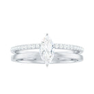 Rosec Jewels-Certified Marquise Cut Moissanite Solitaire Double Band Ring