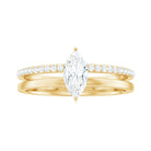 Rosec Jewels-Certified Marquise Cut Moissanite Solitaire Double Band Ring