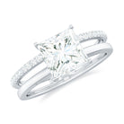 Rosec Jewels-Princess Cut Solitaire Moissanite Double Band Engagement Ring