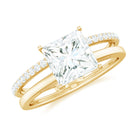 Rosec Jewels-Princess Cut Solitaire Moissanite Double Band Engagement Ring