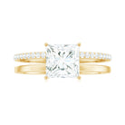 Rosec Jewels-Princess Cut Solitaire Moissanite Double Band Engagement Ring