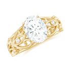 Rosec Jewels-Oval Cut Moissanite Solitaire Antique Style Ring in Gold