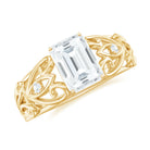 Rosec Jewels-Octagon Cut Moissanite Solitaire Antique Style Ring in Gold