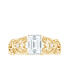 Rosec Jewels-Octagon Cut Moissanite Solitaire Antique Style Ring in Gold