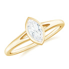 Rosec Jewels-Bezel Set Marquise Cut Moissanite Solitaire Promise Ring in Spilt Shank