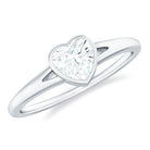 Rosec Jewels-Bezel Set Heart Shape Moissanite Solitaire Promise Ring in Spilt Shank