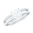 Rosec Jewels-Cushion Cut Solitaire Moissanite Double Band Engagement Ring