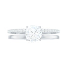 Rosec Jewels-Cushion Cut Solitaire Moissanite Double Band Engagement Ring