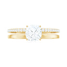 Rosec Jewels-Cushion Cut Solitaire Moissanite Double Band Engagement Ring