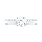 Rosec Jewels-Round Cut Solitaire Moissanite Engagement Double Band Ring