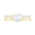 Rosec Jewels-Round Cut Solitaire Moissanite Engagement Double Band Ring