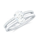 Rosec Jewels-Oval Cut Solitaire Moissanite Double Band Engagement Ring