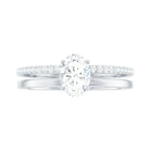 Rosec Jewels-Oval Cut Solitaire Moissanite Double Band Engagement Ring