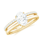 Rosec Jewels-Oval Cut Solitaire Moissanite Double Band Engagement Ring