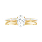 Rosec Jewels-Oval Cut Solitaire Moissanite Double Band Engagement Ring