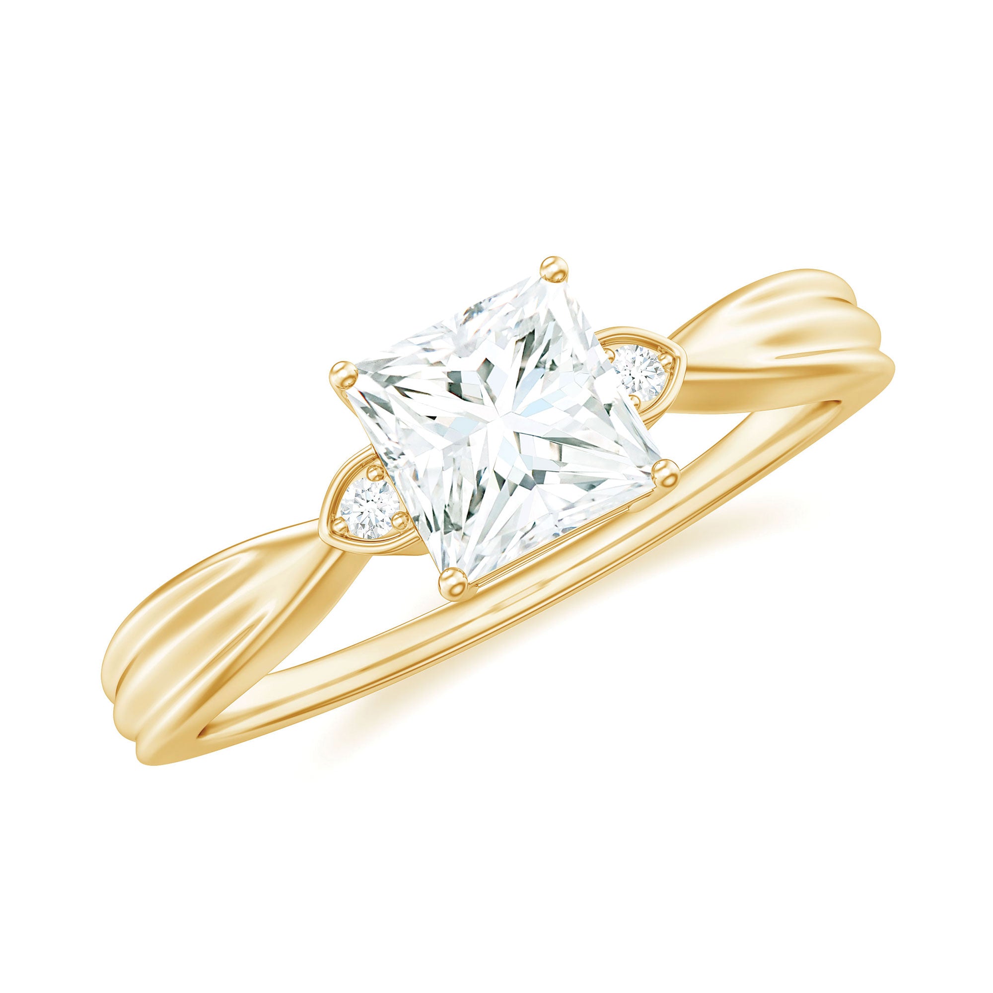 Rosec Jewels-Princess Cut Moissanite Simple Solitaire Engagement Ring for Girlfriend