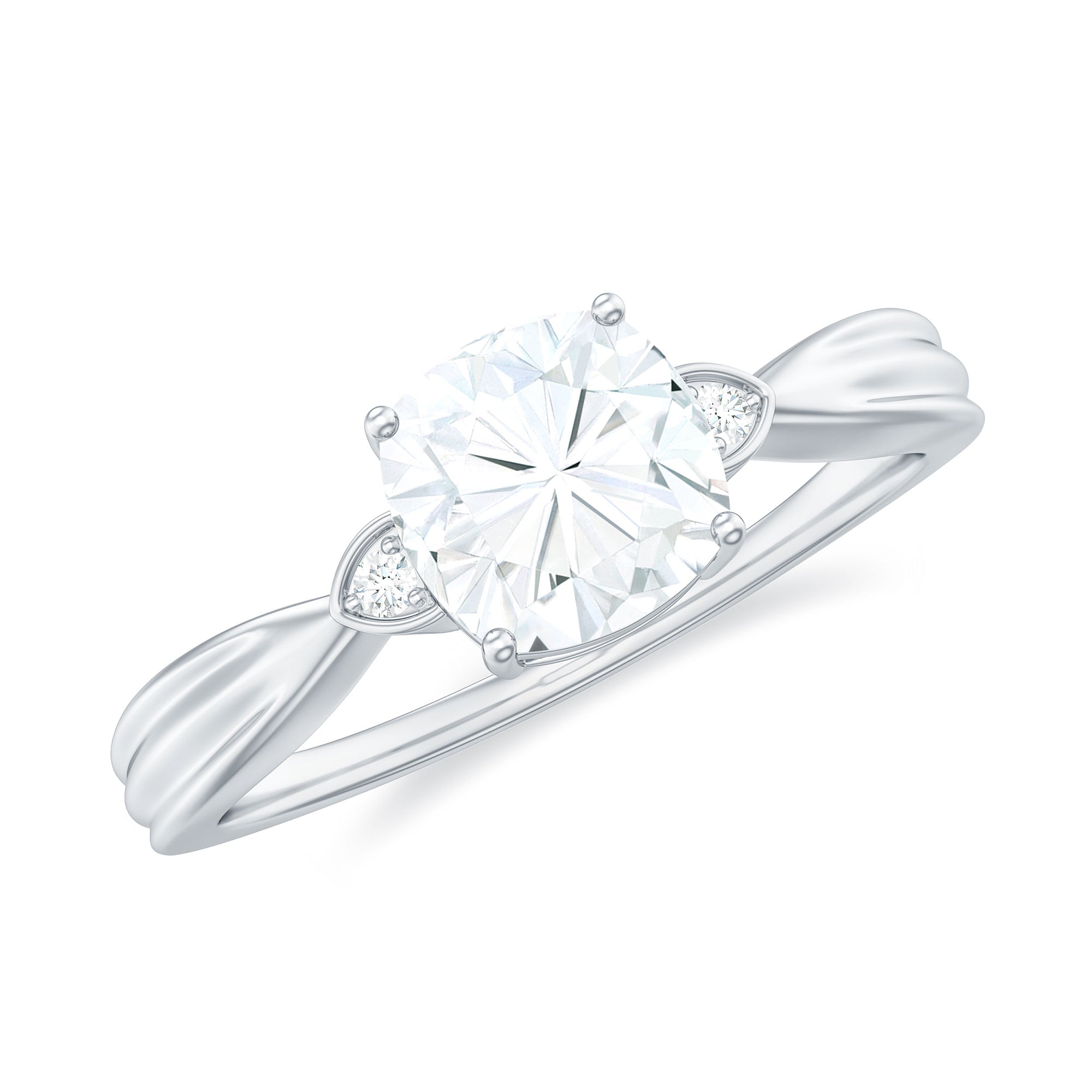 Rosec Jewels-Cushion Moissanite Solitaire Engagement Ring