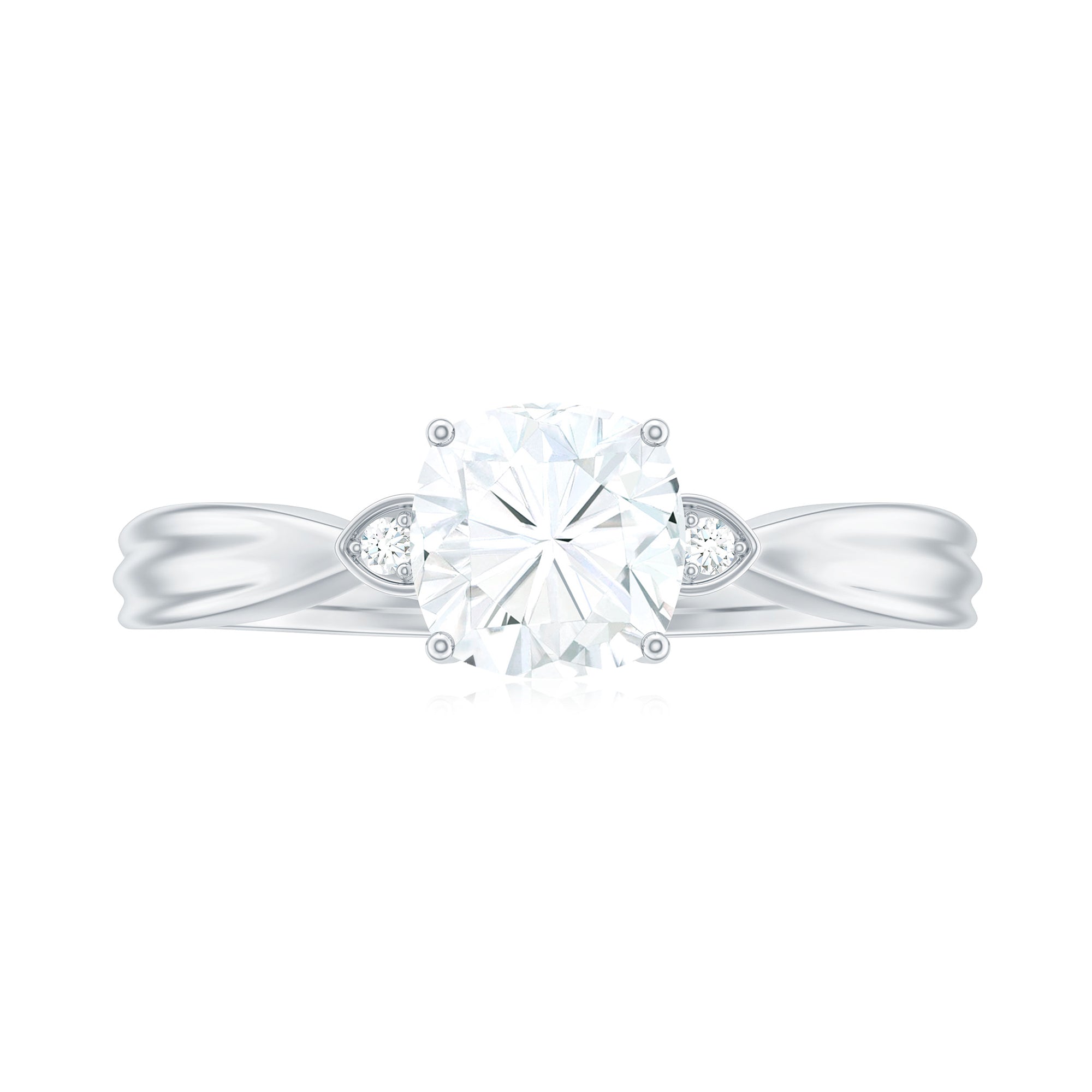 Rosec Jewels-Cushion Moissanite Solitaire Engagement Ring