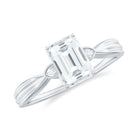 Rosec Jewels-Emerald Cut Moissanite Simple Solitaire Engagement Ring for Girlfriend