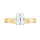 Rosec Jewels-Emerald Cut Moissanite Simple Solitaire Engagement Ring for Girlfriend