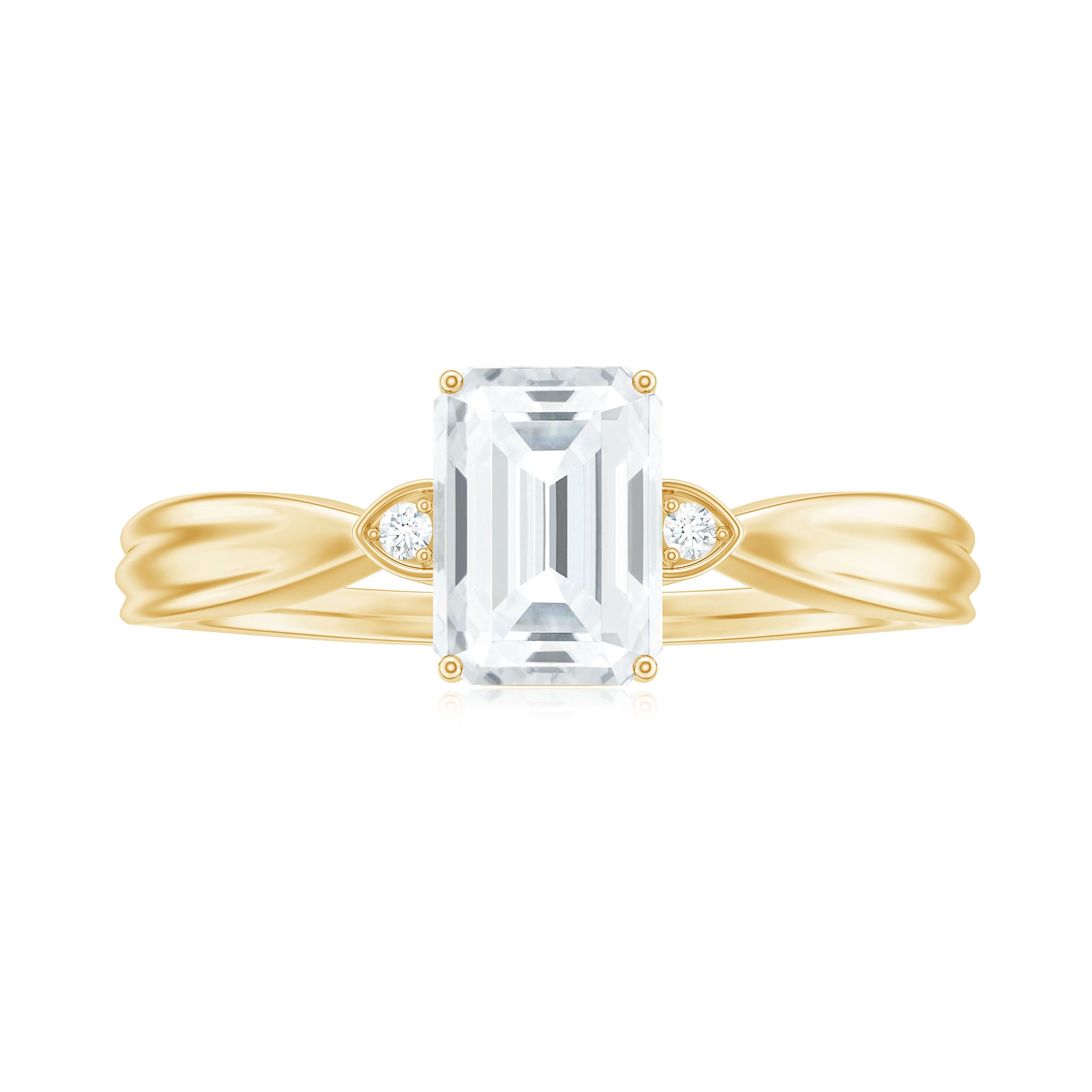 Rosec Jewels-Emerald Cut Moissanite Simple Solitaire Engagement Ring for Girlfriend