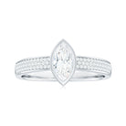 Rosec Jewels-Marquise Cut Moissanite Solitaire Engagement Ring in Bezel Setting