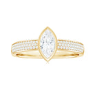 Rosec Jewels-Marquise Cut Moissanite Solitaire Engagement Ring in Bezel Setting