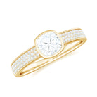 Rosec Jewels-Cushion Cut Moissanite Solitaire Engagement Ring in Bezel Setting