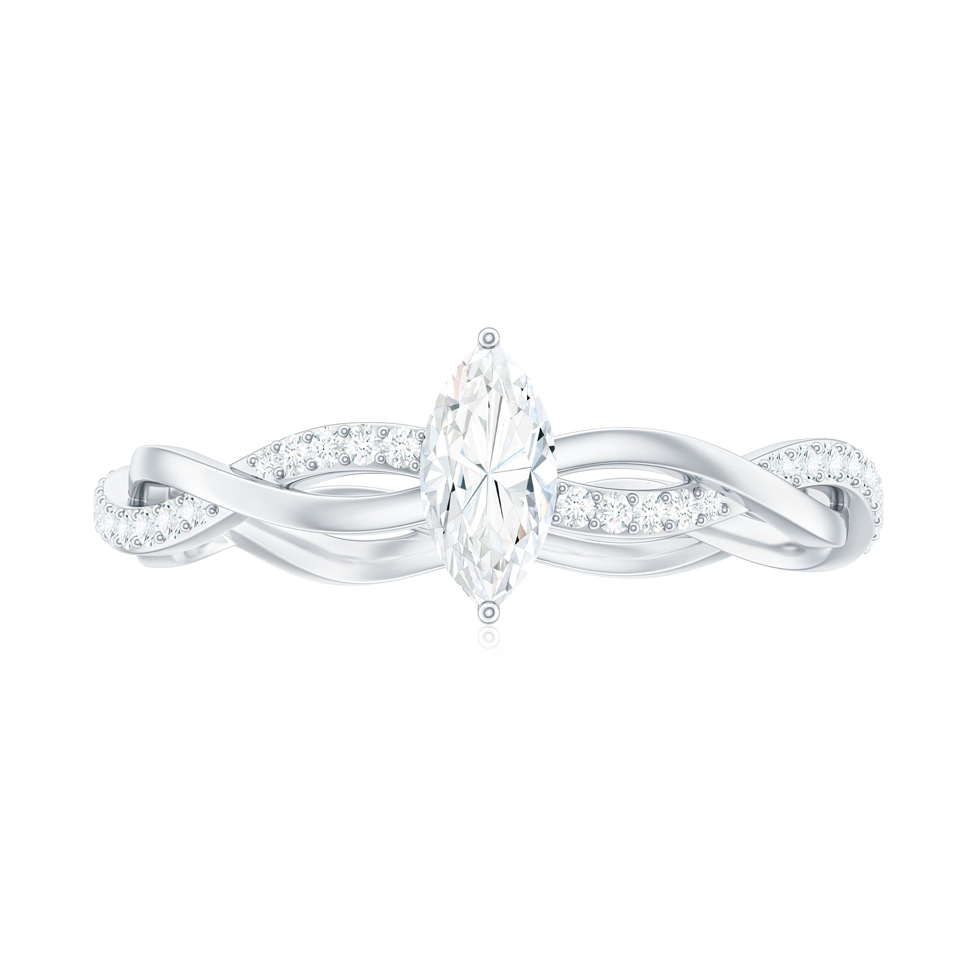 Rosec Jewels-Marquise Cut Moissanite Solitaire Braided Promise Ring