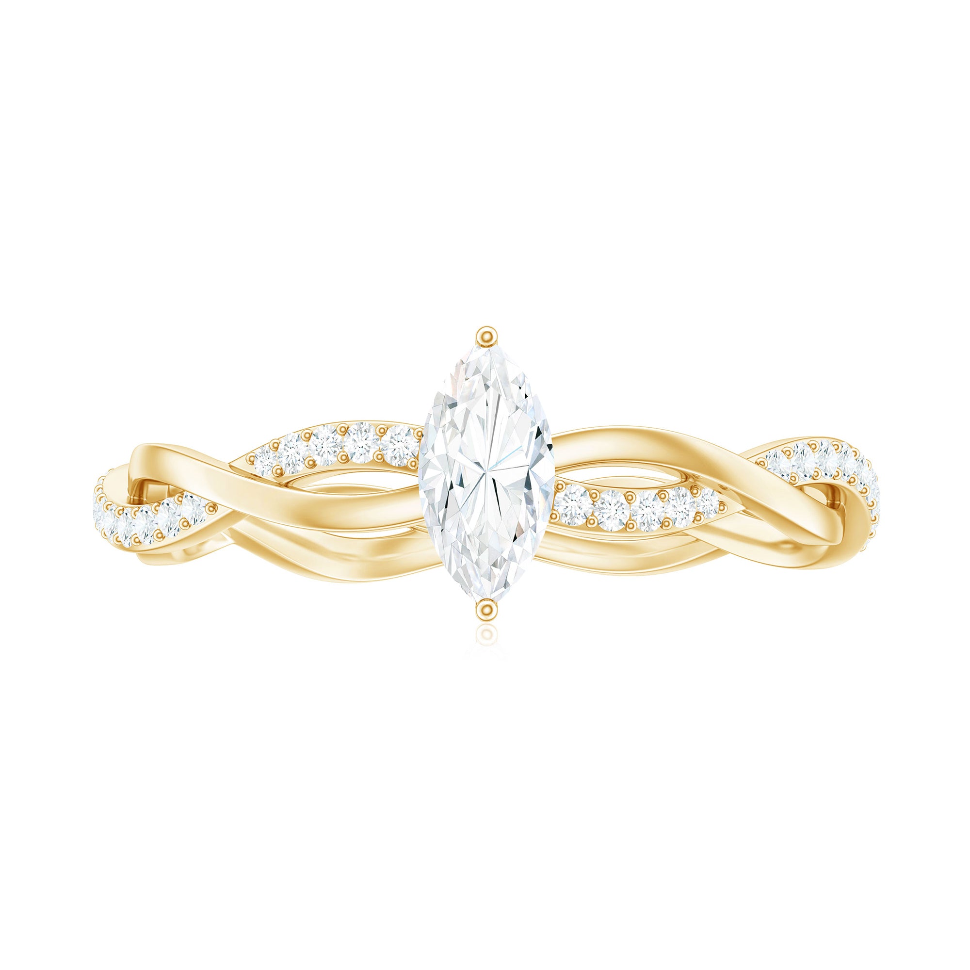 Rosec Jewels-Marquise Cut Moissanite Solitaire Braided Promise Ring