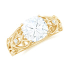 Rosec Jewels-Cushion Cut Moissanite Solitaire Antique Style Ring in Gold