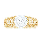 Rosec Jewels-Cushion Cut Moissanite Solitaire Antique Style Ring in Gold