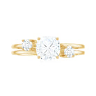 Rosec Jewels-Cushion Cut Moissanite Double Band Promise Ring in Gold