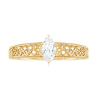 Rosec Jewels-Marquise Cut Solitaire Moissanite Filigree Gold Engagement Ring