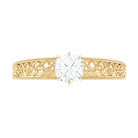 Rosec Jewels-Cushion Cut Solitaire Moissanite Filigree Gold Engagement Ring