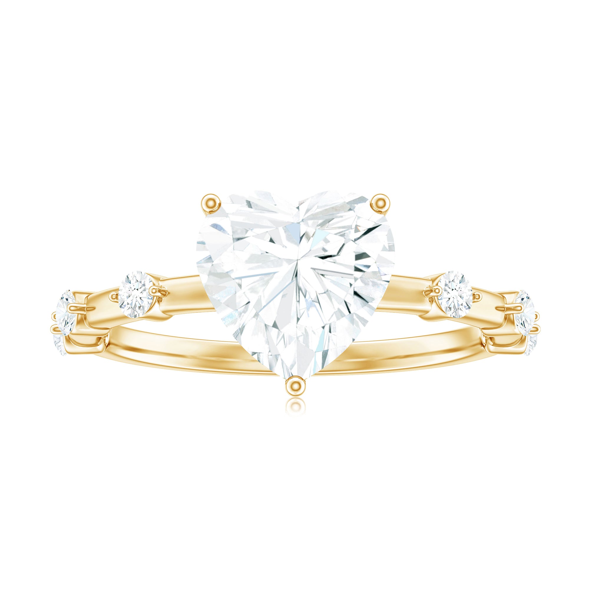 Rosec Jewels-Large Heart Shape Moissanite Solitaire Engagement Ring in Gold