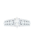 Rosec Jewels-Marquise Cut Moissanite Solitaire Engagement Ring with Side Stones