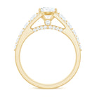 Rosec Jewels-Pear Shape Moissanite Gold Solitaire Engagement Ring with Side Stones