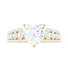 Rosec Jewels-Heart Shape Moissanite Gold Solitaire Engagement Ring with Side Stones