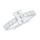 Rosec Jewels-Emerald Cut Moissanite Solitaire Ring with Side Stones