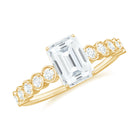 Rosec Jewels-Emerald Cut Moissanite Solitaire Ring with Side Stones