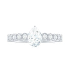 Rosec Jewels-Pear Shaped Moissanite Solitaire Ring with Side Stones