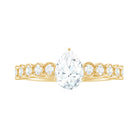 Rosec Jewels-Pear Shaped Moissanite Solitaire Ring with Side Stones