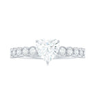 Rosec Jewels-Heart Shape Moissanite Solitaire Ring with Side Stones