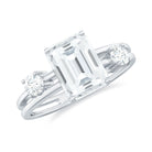 Rosec Jewels-Emerald Cut Moissanite Double Band Promise Ring in Gold