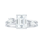 Rosec Jewels-Emerald Cut Moissanite Double Band Promise Ring in Gold