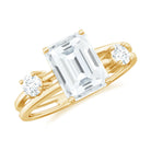 Rosec Jewels-Emerald Cut Moissanite Double Band Promise Ring in Gold