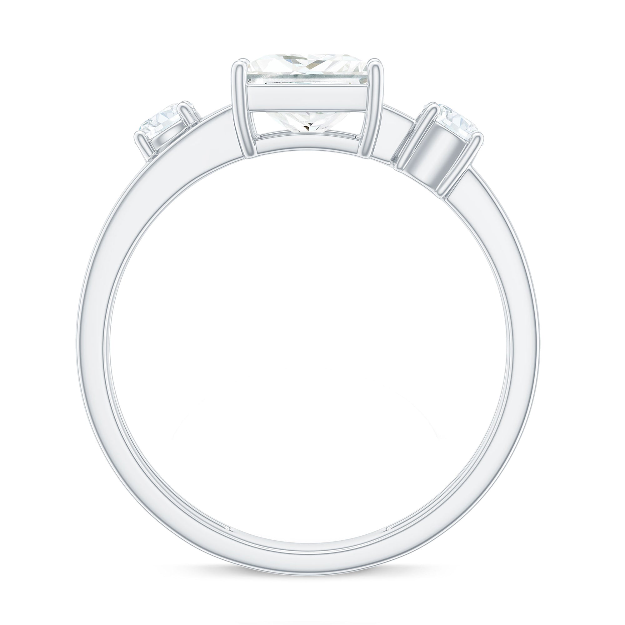 Rosec Jewels-Princess Cut Moissanite Double Band Promise Ring in Gold