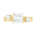 Rosec Jewels-Princess Cut Moissanite Double Band Promise Ring in Gold